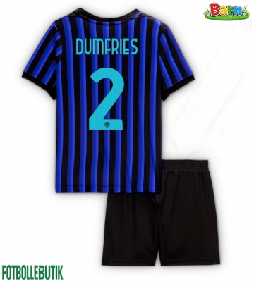 Inter Milan Denzel Dumfries #2 Hemmaställ Barn 2025-26 Kortärmad (+ Korta byxor)